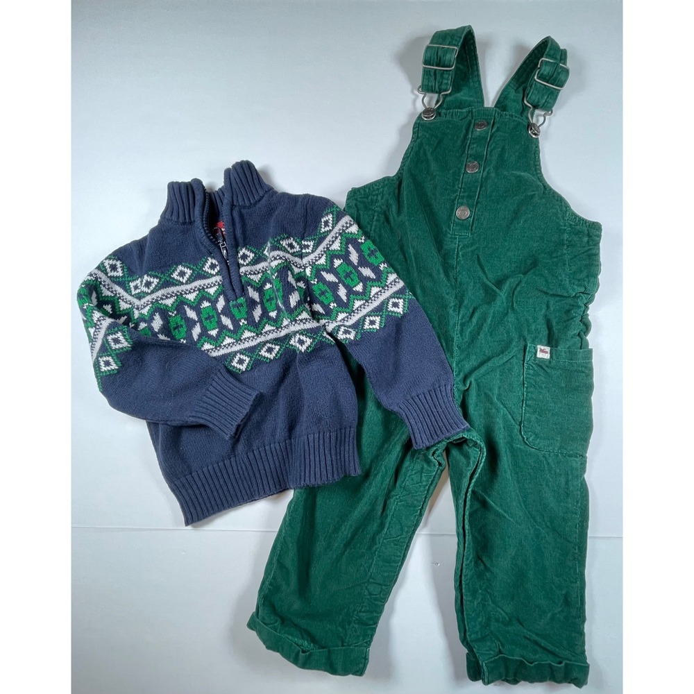 Arizona Carter's Winter Bundle Kids 2T 24M Green Navy Fair Isle Corduroy Set